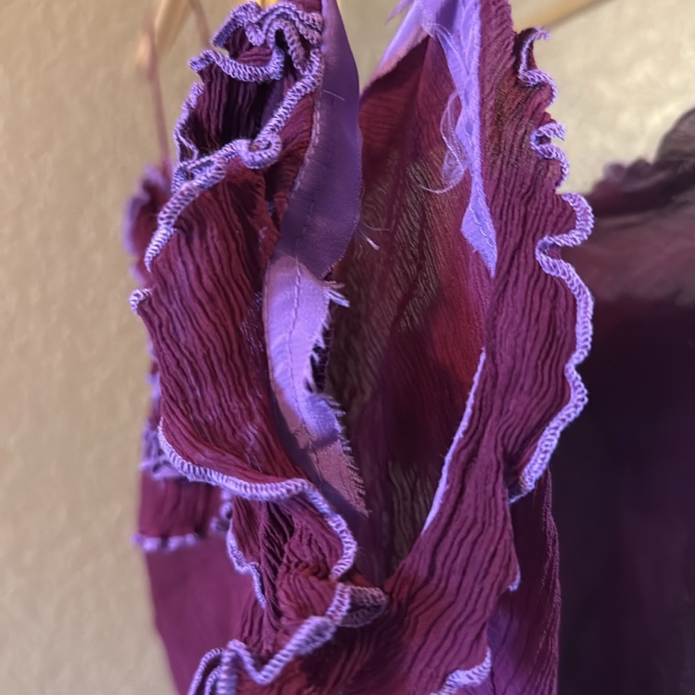 Purple Ruffle Sheer Silk Camisole - Picture 5 of 7